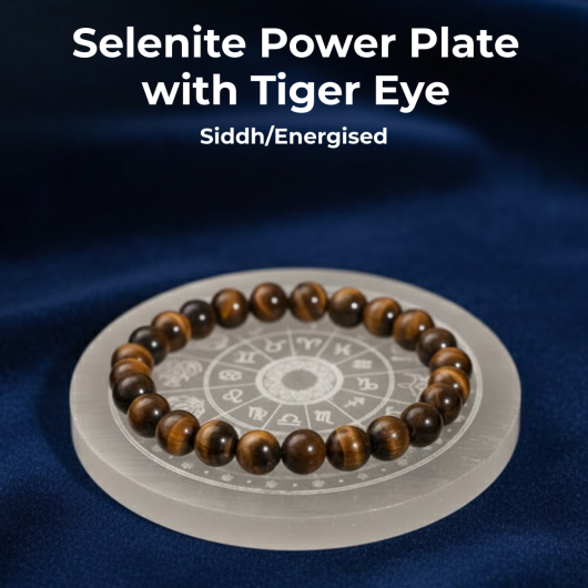 Tiger Eye Bracelet With Selenite Plate Combo